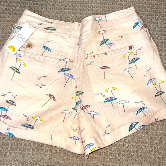 C&C NWT peach linen beach umbrella shorts size 2 - Picture 2 of 4